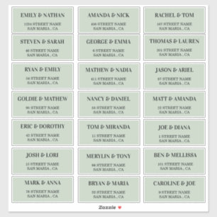 Cute Light Green Wedding Guest Address Labels