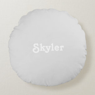 Cute light grey custom name monogram solid plain round cushion
