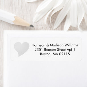 Cute light grey heart custom Return Address Label