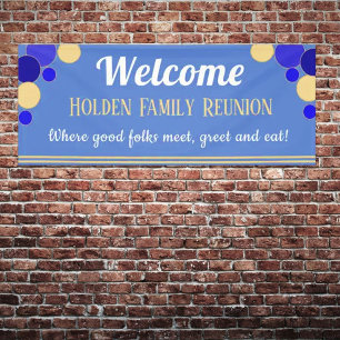 Cute! Light-hearted  Family Reunion banner in blue