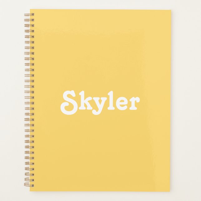 Cute light orange custom name text year monogram planner (Front)