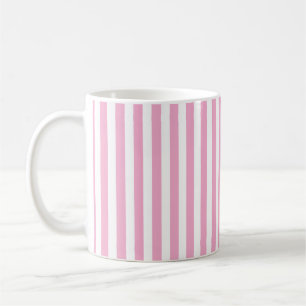 Cute Light Pastel Pink and White Vertical Striped Coffee Mug