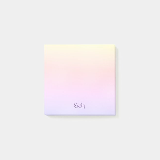 Cute Light Pink Aesthetic Rainbow 3x3 Custom Post-it Notes (Front)