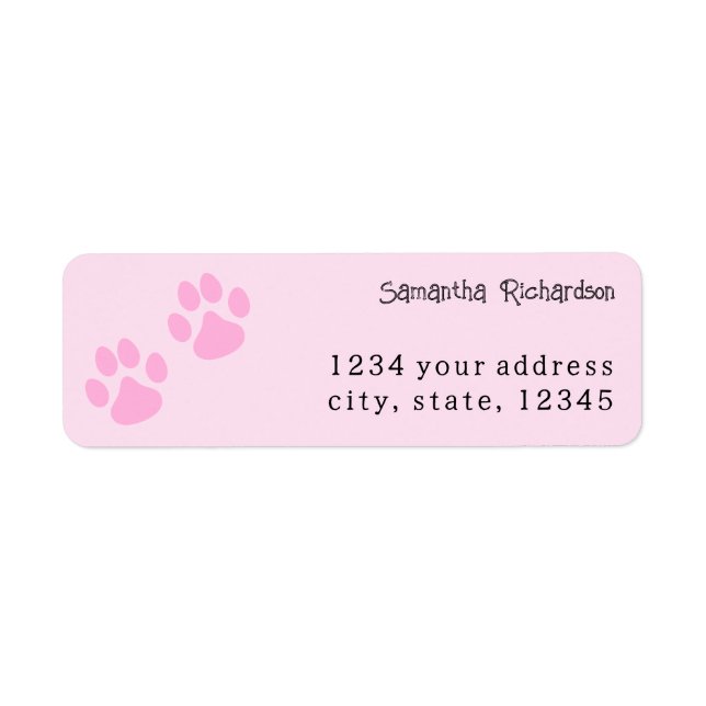 Cute Light Pink Animal Pawprint Return Address Label (Front)