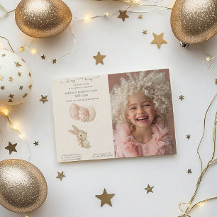 Cute Light Pink Baby Bunny Easter Invitation