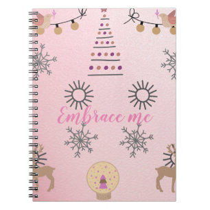 Cute Light Pink Christmas Aesthetic Notebook
