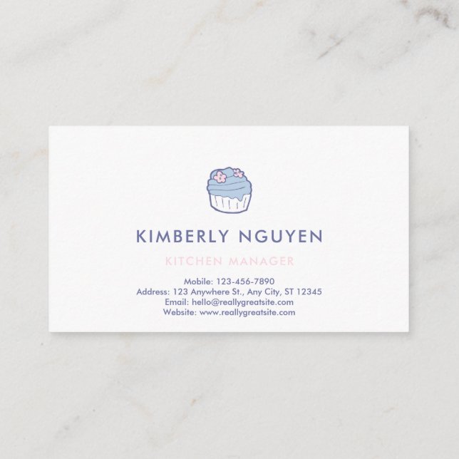 Cute Light Pink Cupcake Business Card (Back)