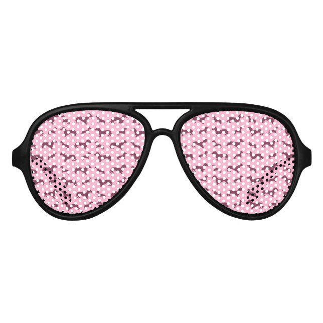 Cute light pink dachshund pattern aviator sunglasses (Front)
