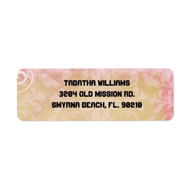 Cute Light Pink Damask Pattern Return Address Labe Label (Front)