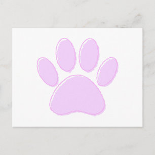 Cute Light Pink Dog Paw Drawing Postcard