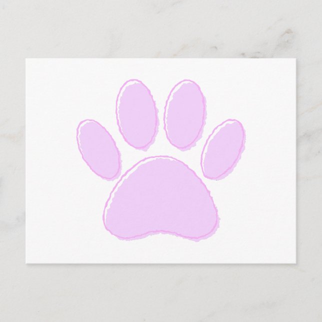 Cute Light Pink Dog Paw Drawing Postcard (Front)