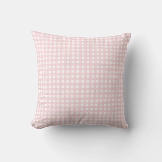 Cute light pink gingham pattern cushion (Front)
