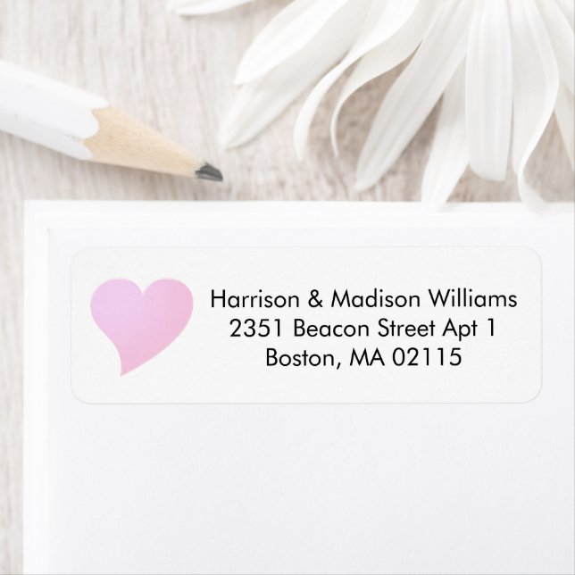 Cute light pink heart custom Return Address  Label (Insitu)