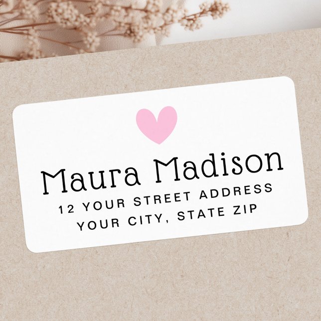 Cute light pink love heart return address label (Cute light pink love heart return address label)