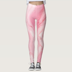 Cute Light Pink Marbled  Leggings