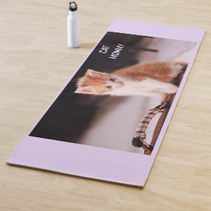 Cute Light Purple "Cat Mummy" Orange Kitten Yoga Mat