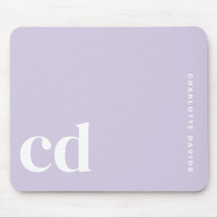 Cute Light Purple Monogram Initial Mouse Pad
