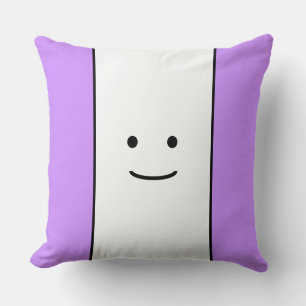 Cute Light Purple White Stripes Little Smile Face Cushion
