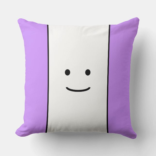 Cute Light Purple White Stripes Little Smile Face Cushion (Front)