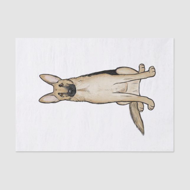 Cute Light Tan and Black German Shepherd Dog Tissue Paper (Front)