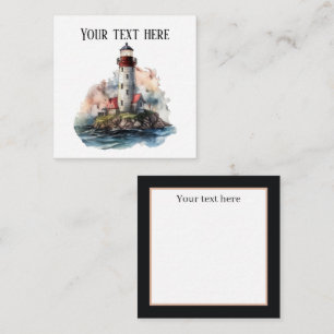 cute lighthouse lovers add name beach card