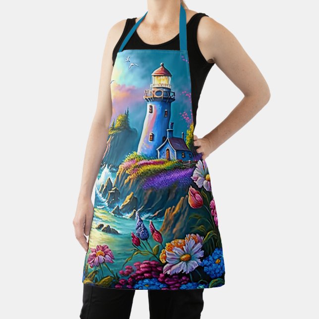 Cute lighthouse lovers beach house apron (Insitu)