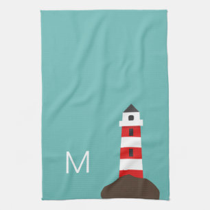 Cute Lighthouse   Personalised Tea Towel