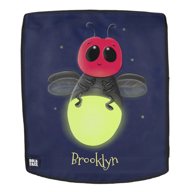Cute lightning bug firefly cartoon illustration backpack (Removable Face)