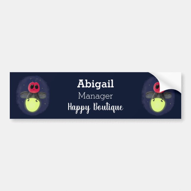 Cute lightning bug firefly cartoon illustration  bumper sticker (Front)