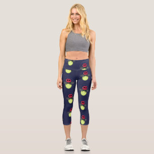 Cute lightning bug firefly cartoon illustration capri leggings