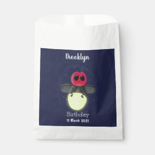 Cute lightning bug firefly cartoon illustration favour bag