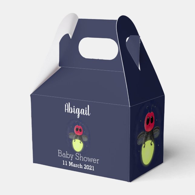 Cute lightning bug firefly cartoon illustration favour box (Front Side)