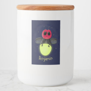 Cute lightning bug firefly cartoon illustration food label