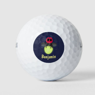 Cute lightning bug firefly cartoon illustration golf balls