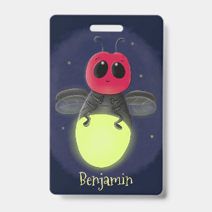 Cute lightning bug firefly cartoon illustration ID badge