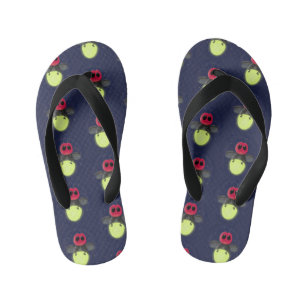 Cute lightning bug firefly cartoon illustration kid's thongs