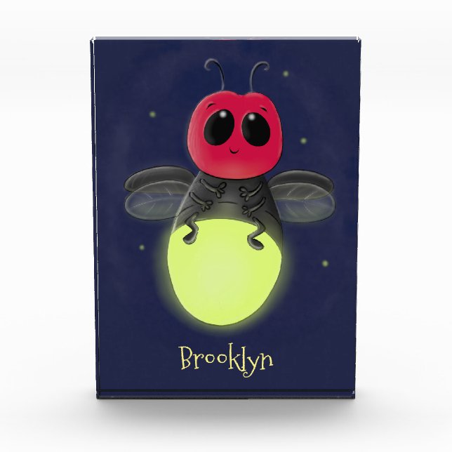 Cute lightning bug firefly cartoon illustration photo block (Front)