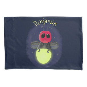 Cute lightning bug firefly cartoon illustration pillowcase