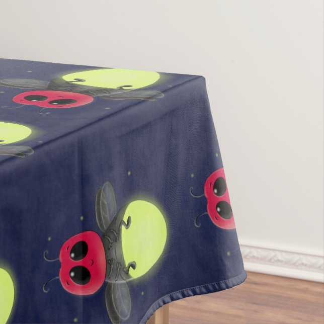 Cute lightning bug firefly cartoon illustration tablecloth (In Situ)