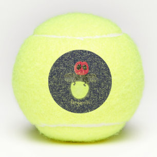 Cute lightning bug firefly cartoon illustration tennis balls