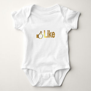 Cute "Like" in Gold Design by Leslie Harlow Baby Bodysuit