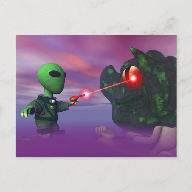 Cute lil Alien & Blob Postcard (Front)