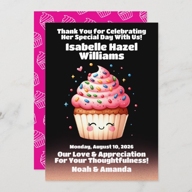 Cute L'il Cupcake Sprinkles Baby Shower Welcome Invitation (Front/Back)