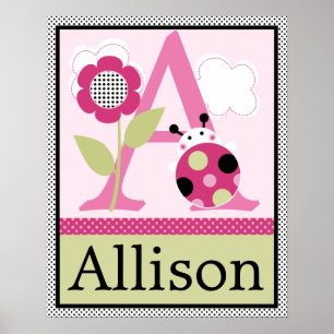 Cute Lil Little Ladybug Letter & Name Wall Poster