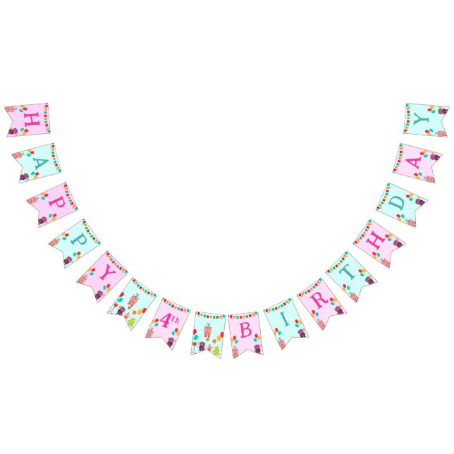 Cute lil monster cartoon fun birthday party bunting  (All)