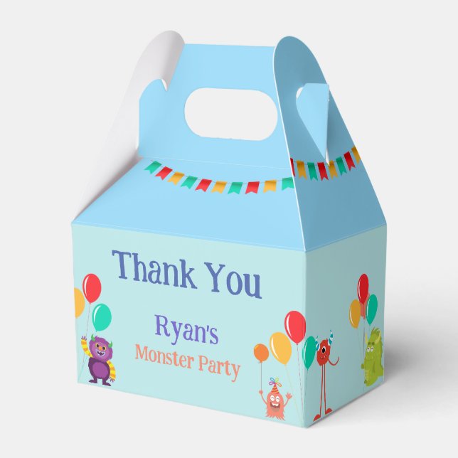 Cute lil monster cartoon fun birthday party favour favour box (Front Side)