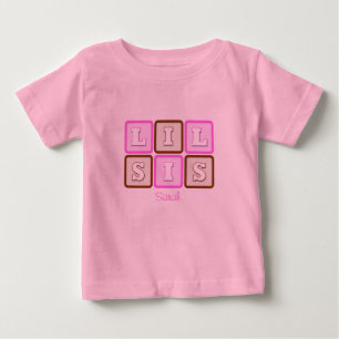 Cute Lil Sis Word Block with Name Baby T-Shirt