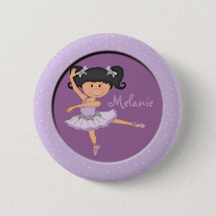Cute lilac Ballerina 1 Custom Name 6 Cm Round Badge