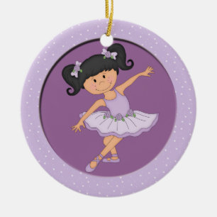 Cute Lilac Ballerina 3 Ballet Star Ceramic Ornament