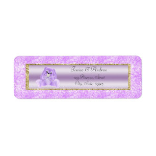 Cute Lilac Bunny Baby Shower Return Address Label
